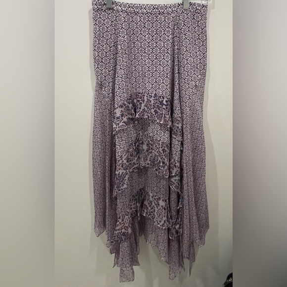 Rebecca Taylor Dresses & Skirts - Rebecca Taylor Skirt Size 6 Multicolor Pure Silk  Back Zip Handkerchef Hem Flute